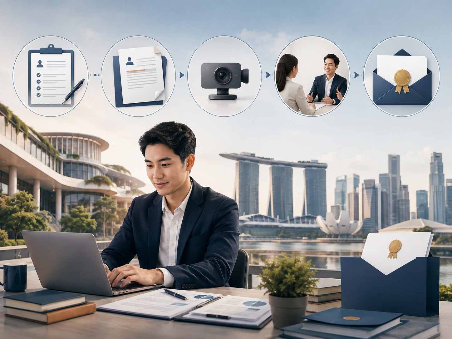 NUS MBA applicant completing the application process with video assessment, interview and admission stages in Singapore